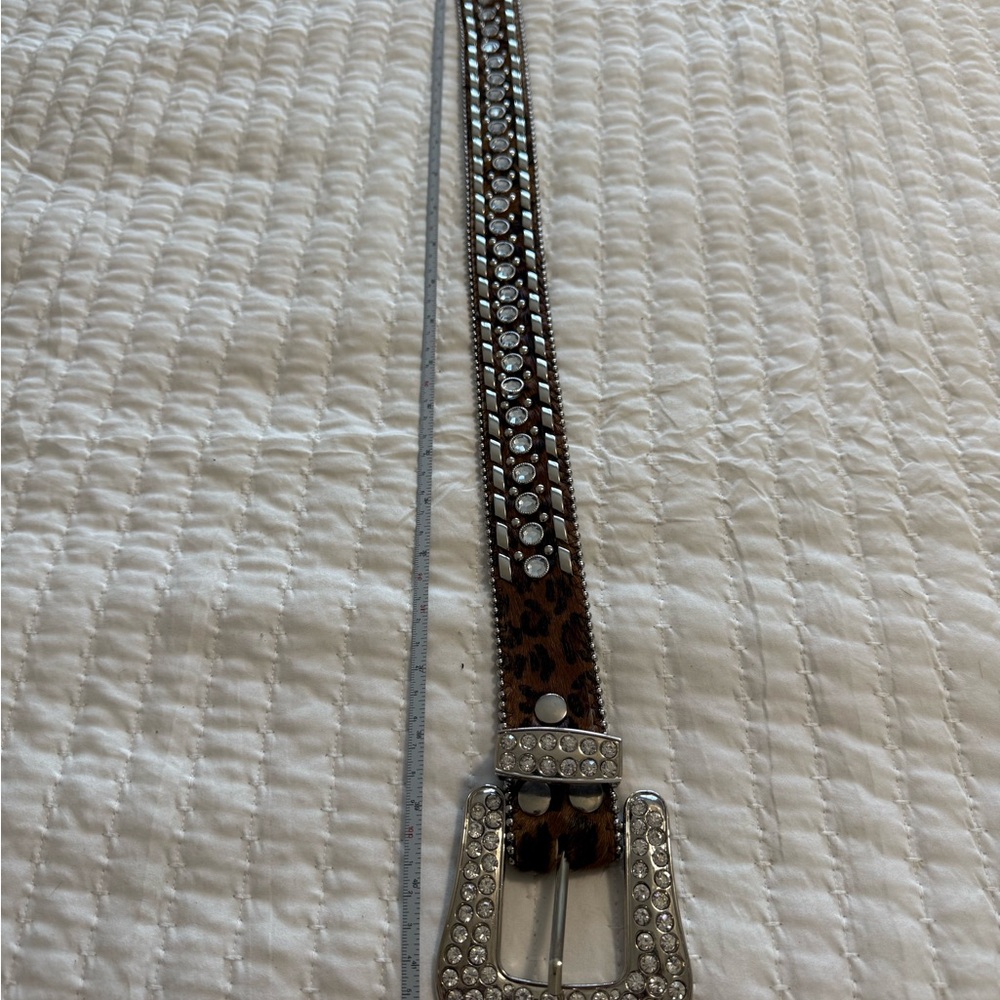 Leopard Print Rhinestone Belt - Picture 3 of 7